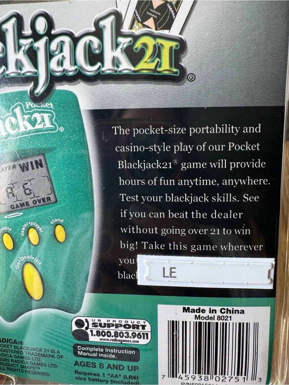 Radica Brand Pocket Blackjack 21 handheld electronic game NWT